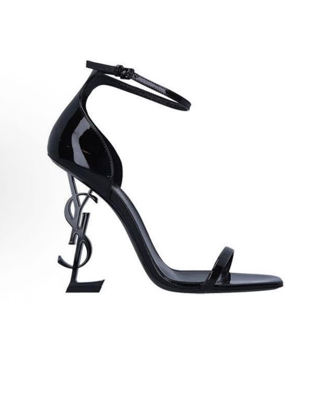 SAINT LAURENT Черные кожаные босоножки, фото 1