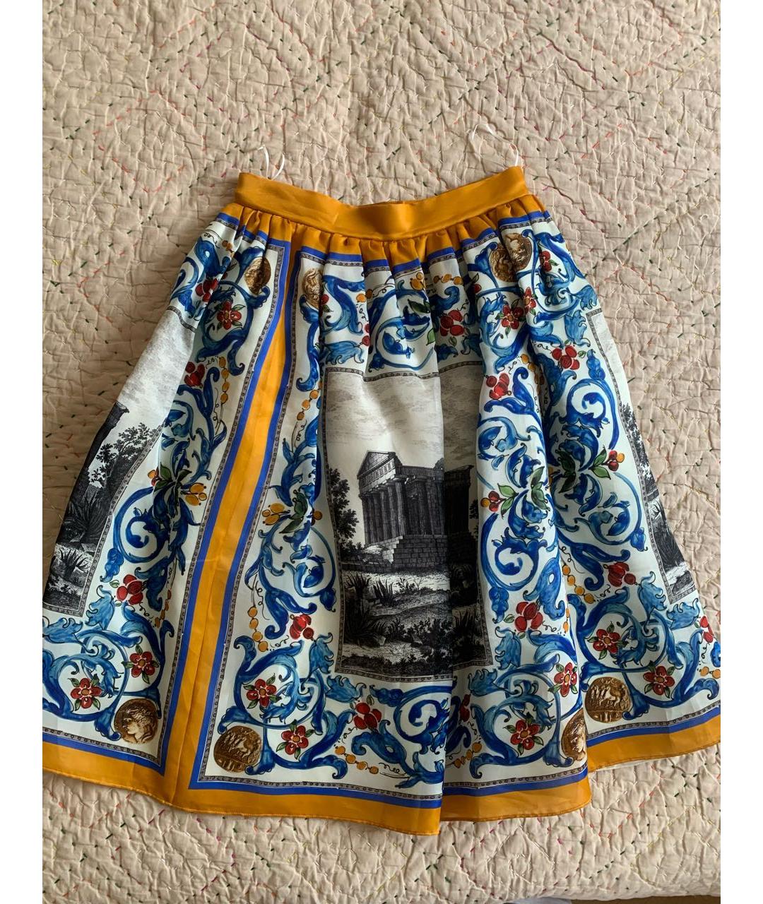 DOLCE&GABBANA Мульти шелковая юбка миди, фото 6