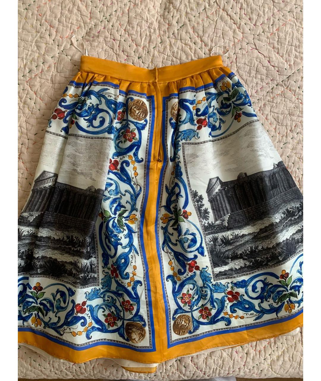 DOLCE&GABBANA Мульти шелковая юбка миди, фото 3