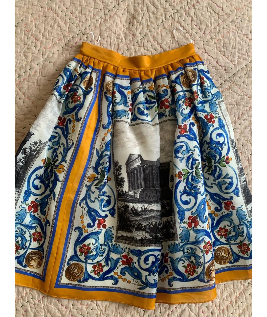 DOLCE&GABBANA Мульти шелковая юбка миди, фото 2