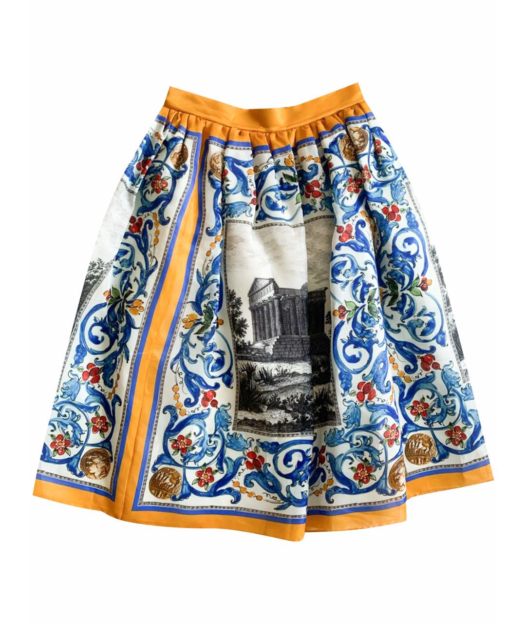 DOLCE&GABBANA Мульти шелковая юбка миди, фото 1
