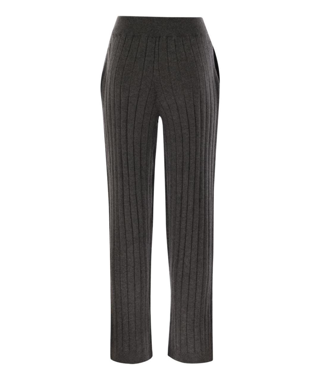 BRUNELLO CUCINELLI Антрацитовые кашемировые прямые брюки, фото 2