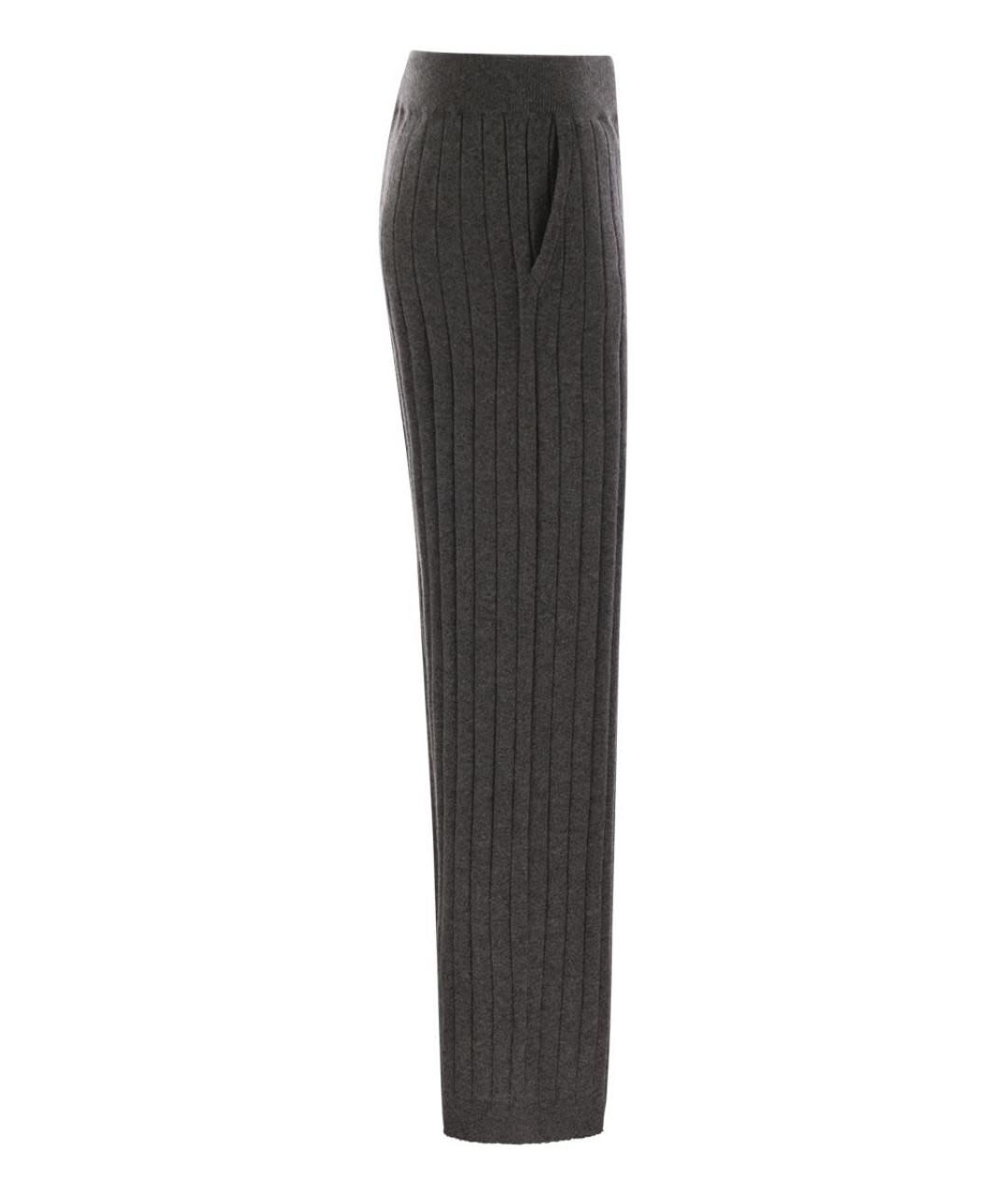 BRUNELLO CUCINELLI Антрацитовые кашемировые прямые брюки, фото 3