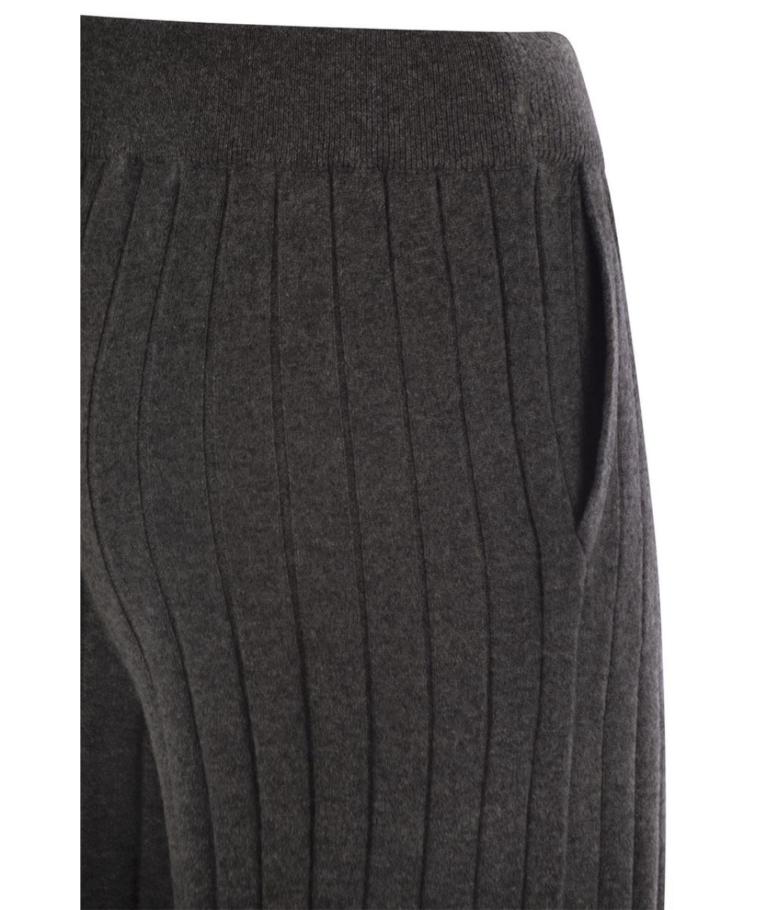 BRUNELLO CUCINELLI Антрацитовые кашемировые прямые брюки, фото 4