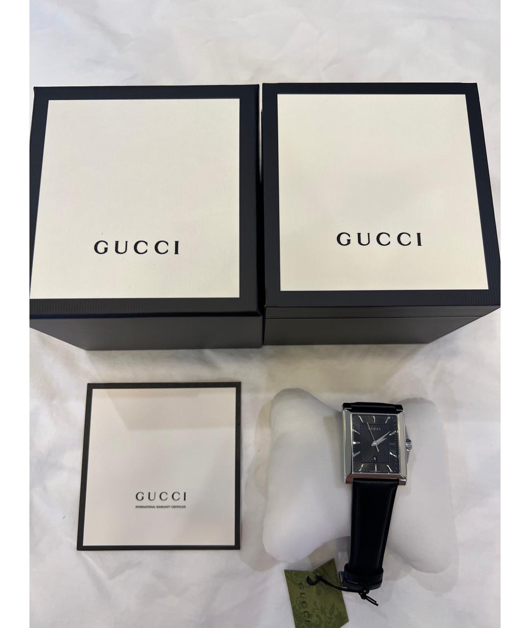 GUCCI Черные стальные часы, фото 5