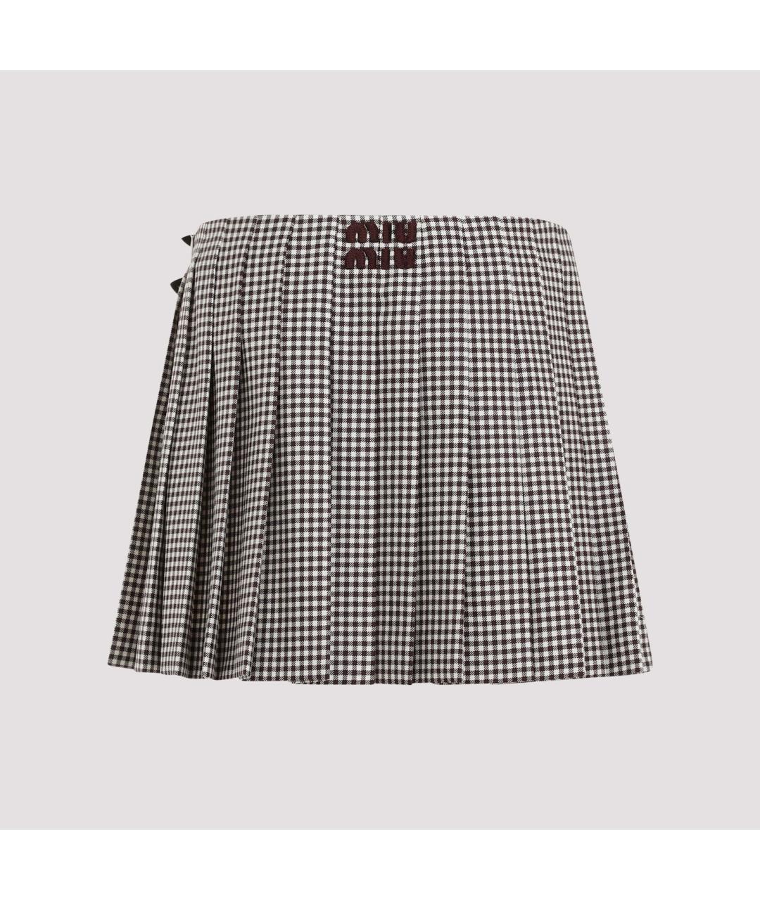 MIU MIU Мульти шерстяная юбка мини, фото 3