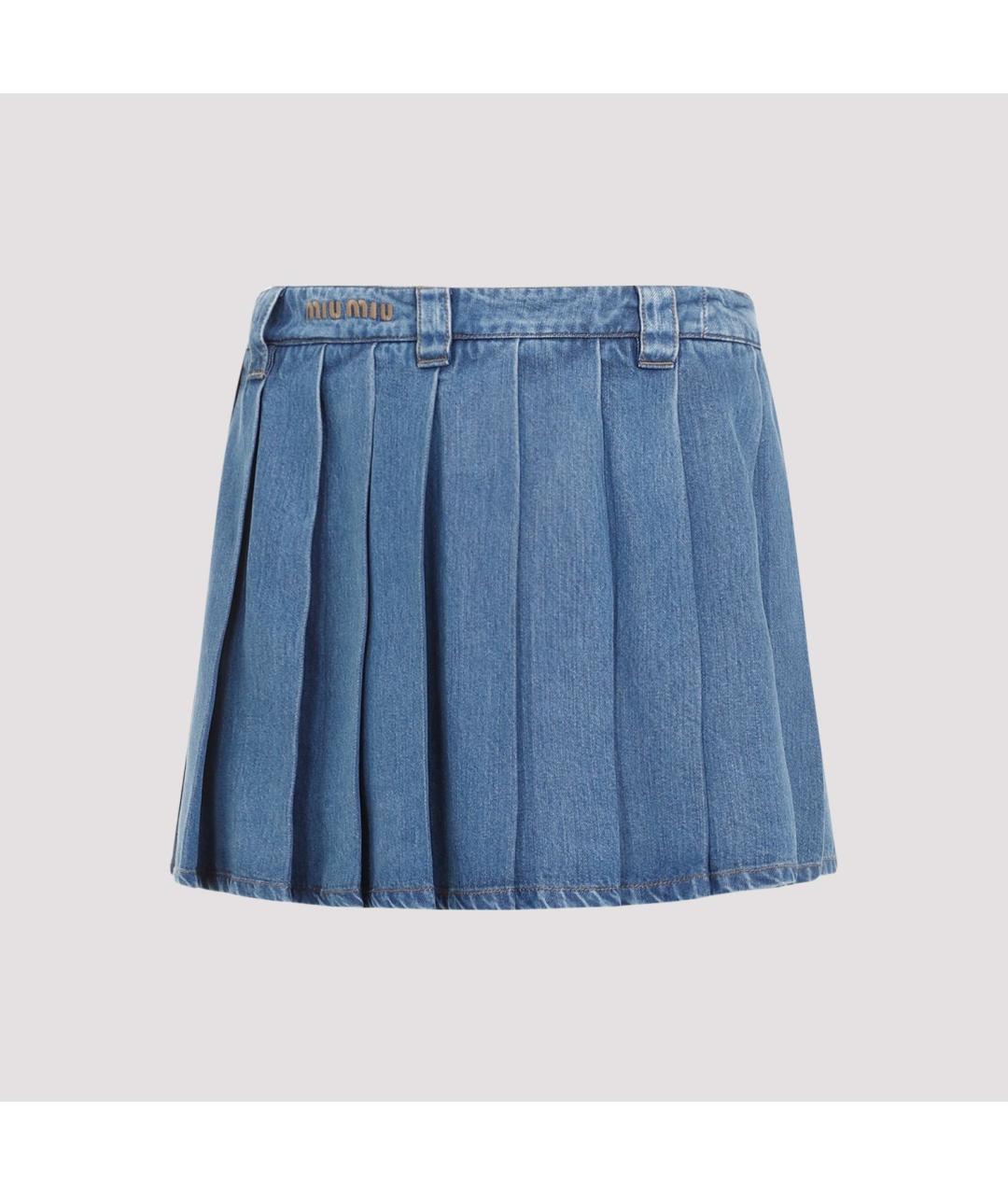 MIU MIU Синяя юбка мини, фото 4