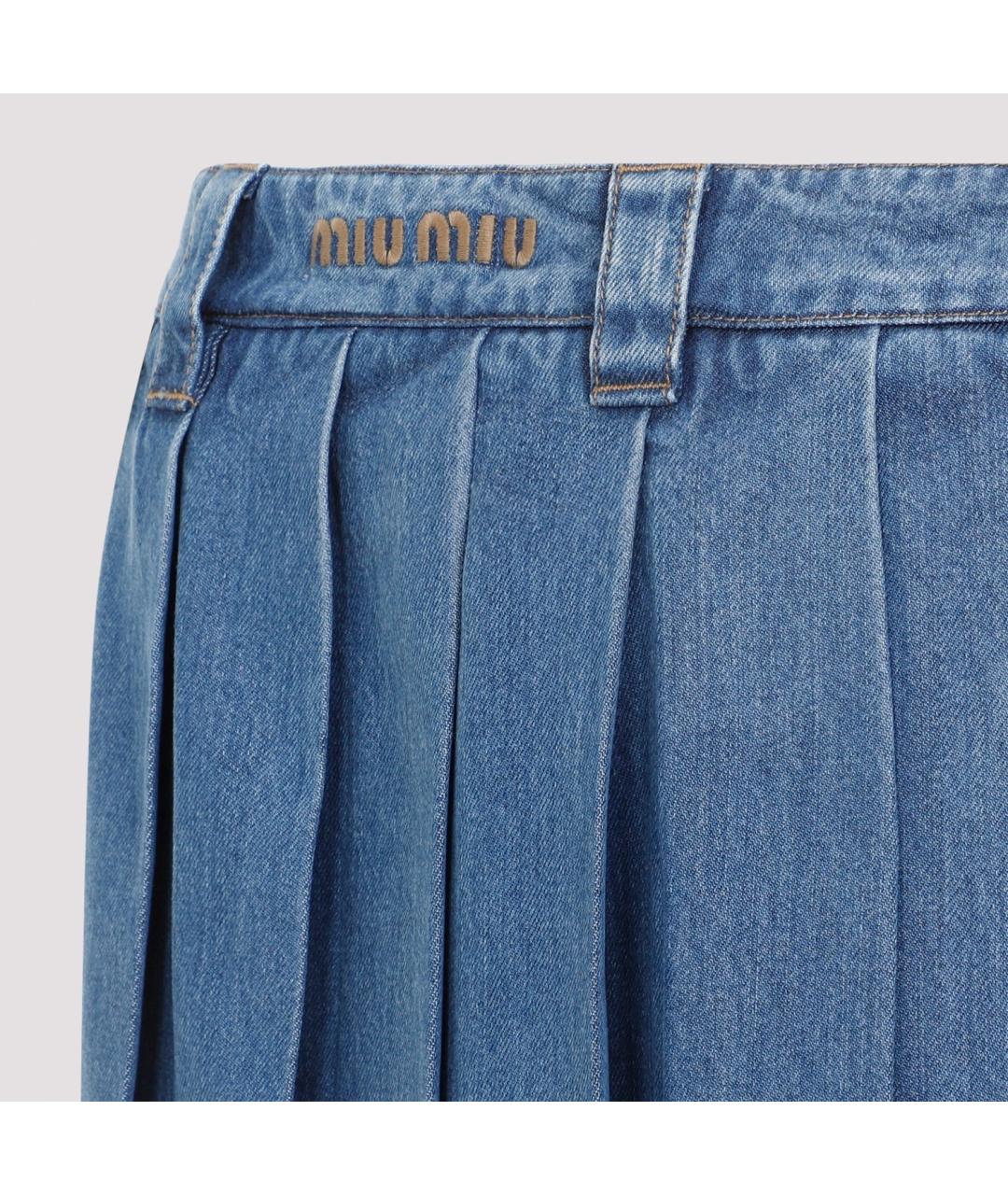 MIU MIU Синяя юбка мини, фото 5