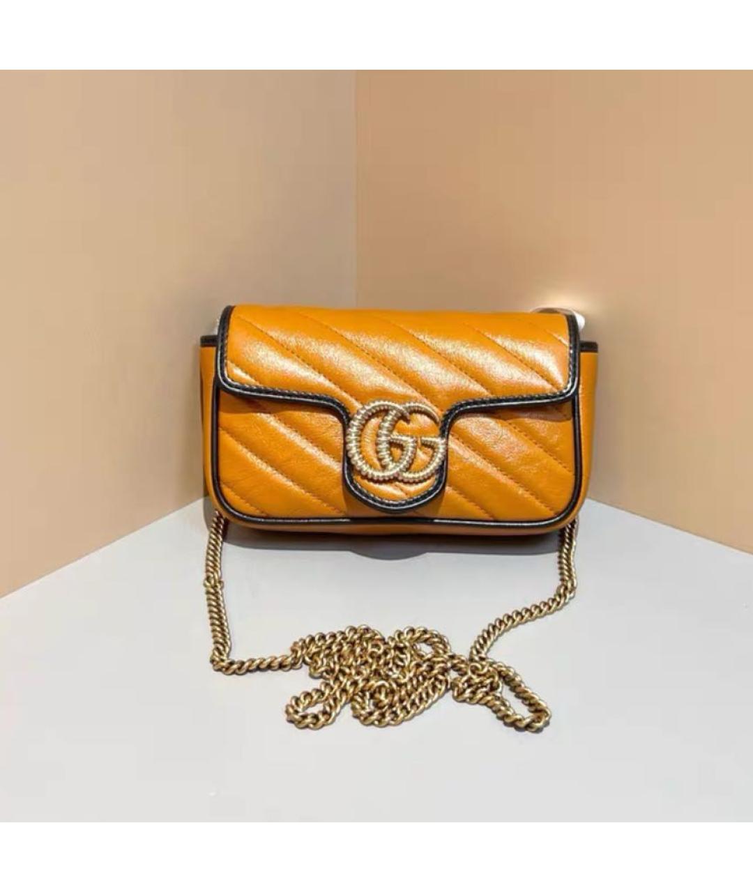 GUCCI Оранжевая кожаная сумка через плечо, фото 2
