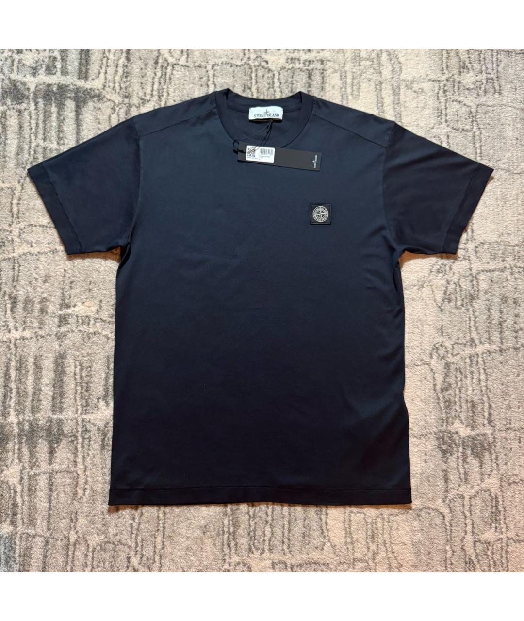 STONE ISLAND Темно-синяя хлопковая футболка, фото 4