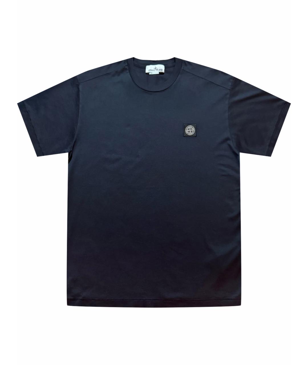 STONE ISLAND Темно-синяя хлопковая футболка, фото 1