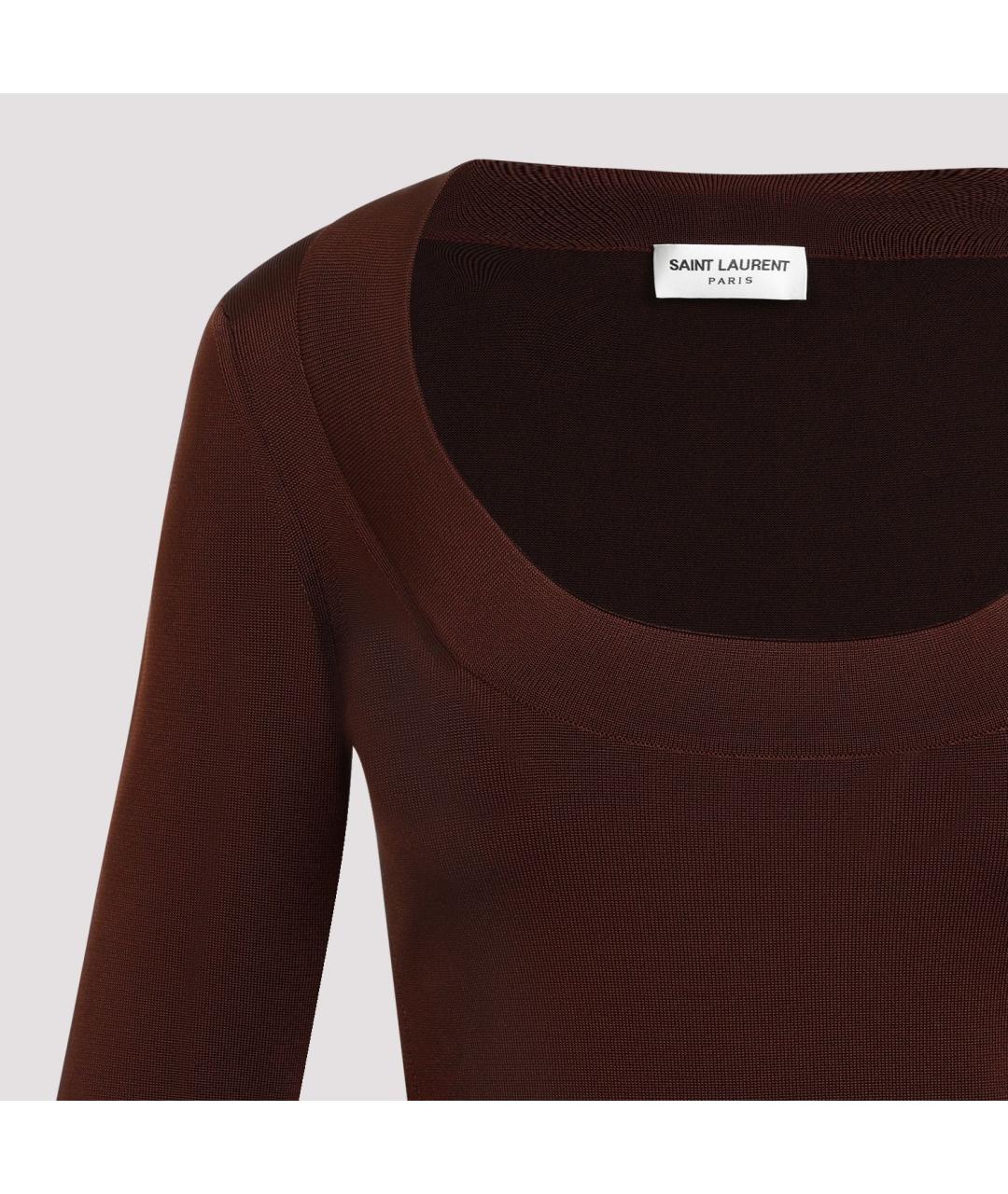 SAINT LAURENT Коричневое полиамидовое повседневное платье, фото 4