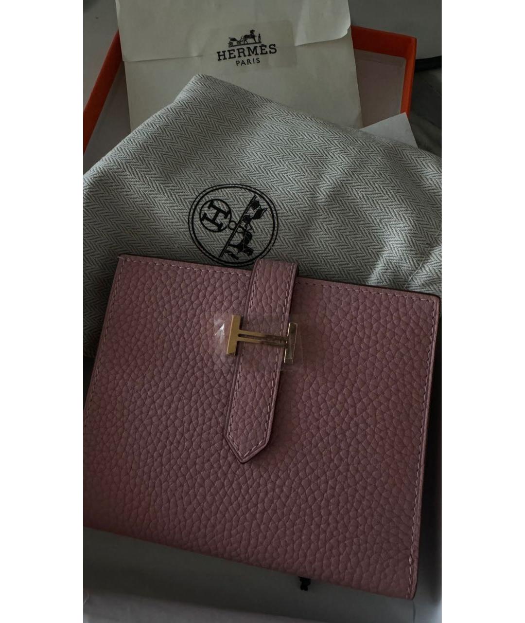HERMES Розовый кожаный кошелек, фото 5