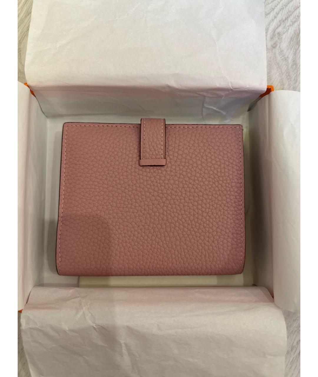 HERMES Розовый кожаный кошелек, фото 3