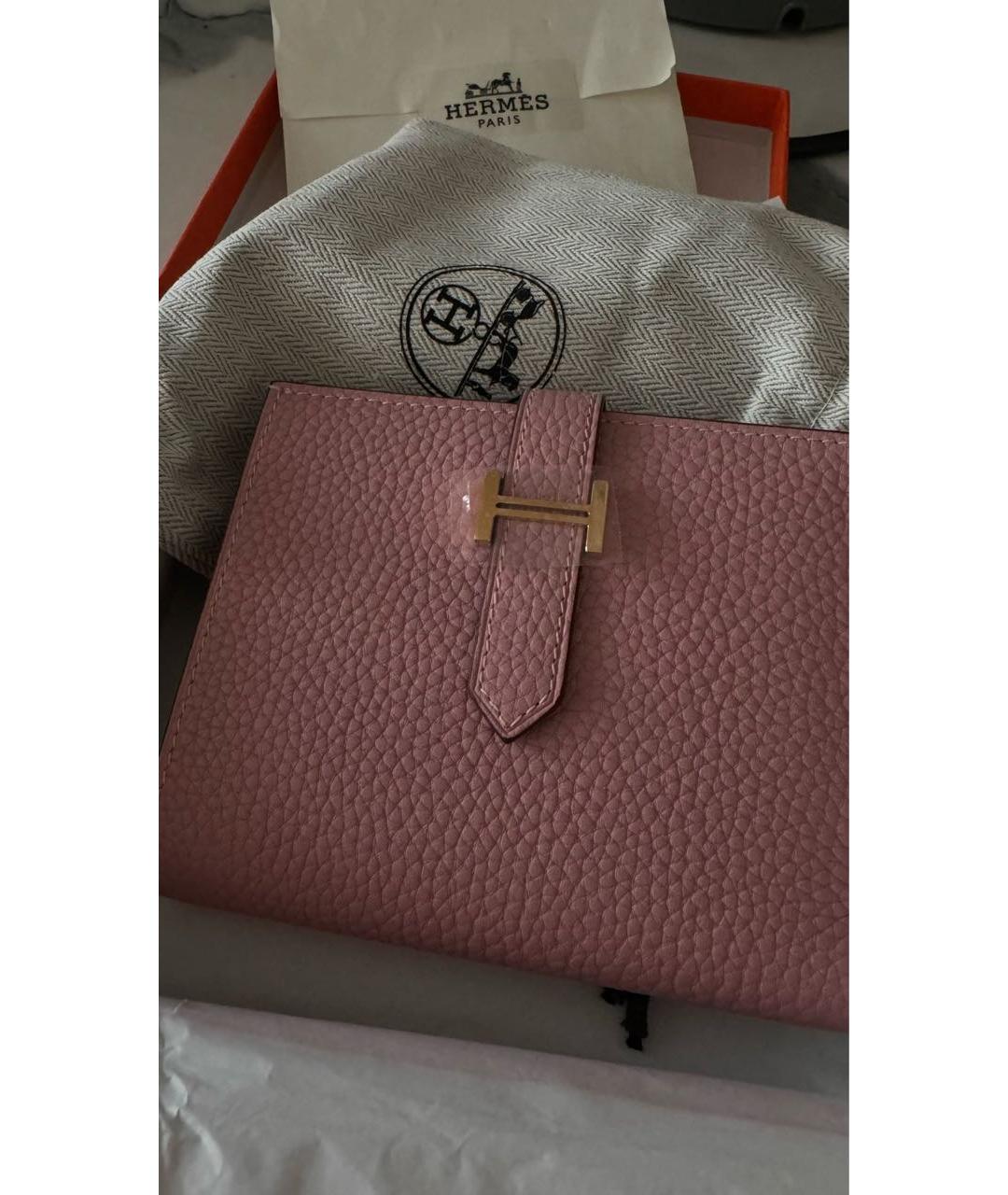 HERMES Розовый кожаный кошелек, фото 2
