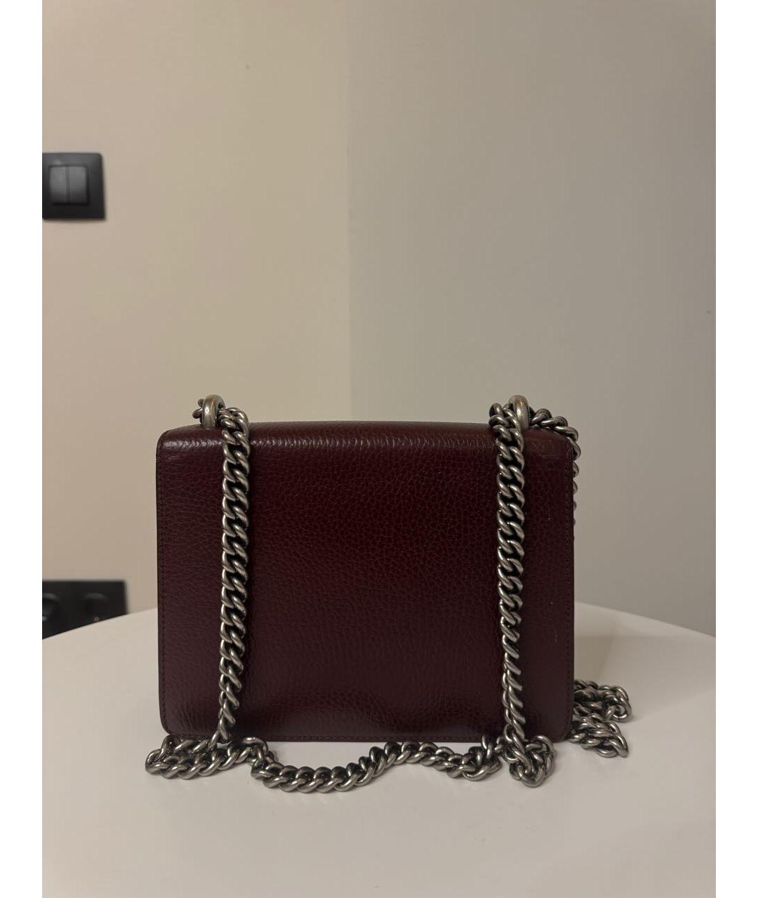 GUCCI Бордовая кожаная сумка через плечо, фото 3