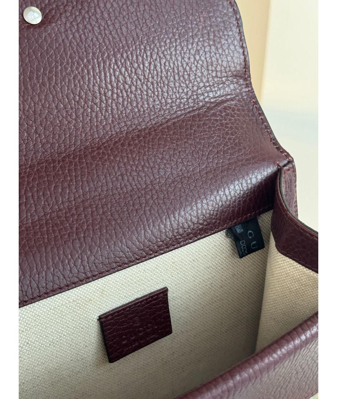 GUCCI Бордовая кожаная сумка через плечо, фото 4