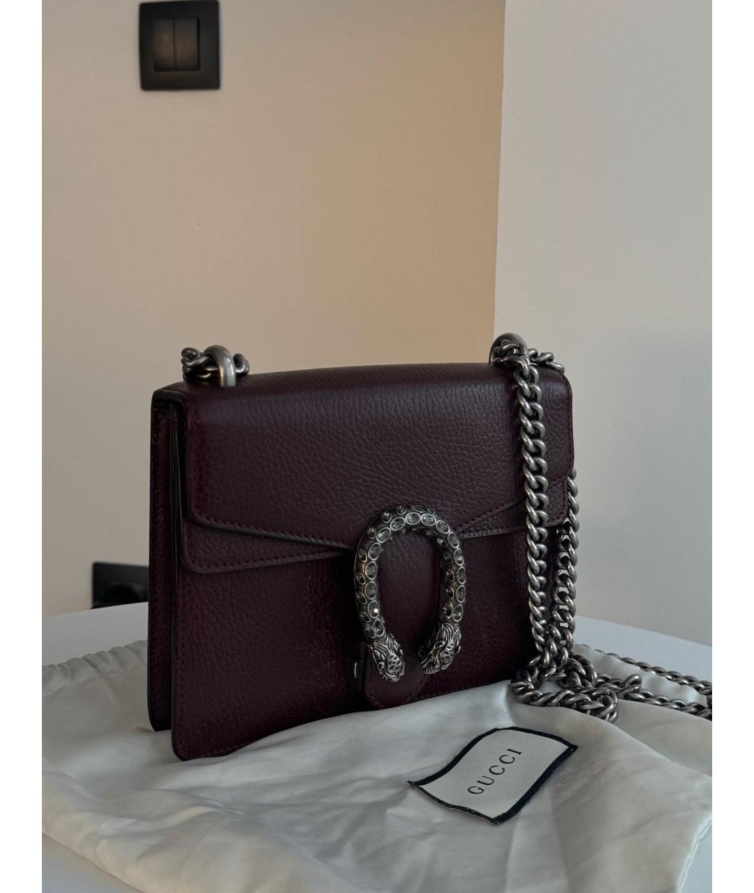 GUCCI Бордовая кожаная сумка через плечо, фото 2