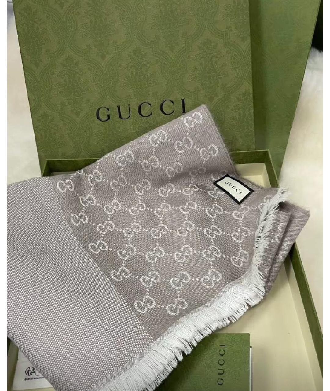 GUCCI Серый шарф, фото 5