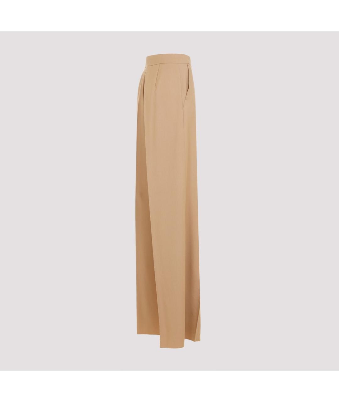 MAX MARA Бежевые шерстяные прямые брюки, фото 4