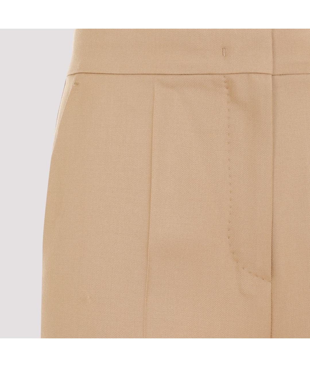 MAX MARA Бежевые шерстяные прямые брюки, фото 5