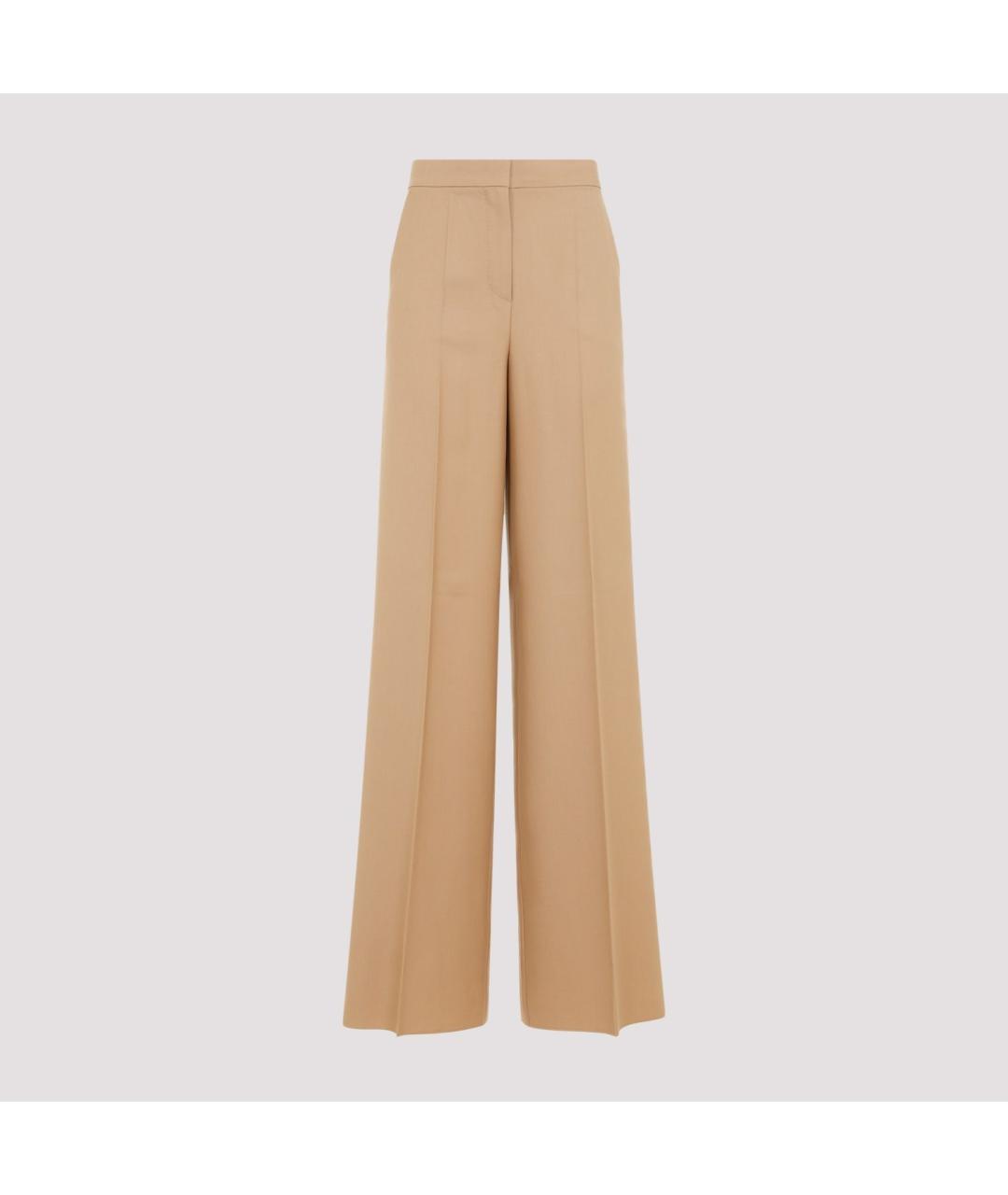 MAX MARA Бежевые шерстяные прямые брюки, фото 2