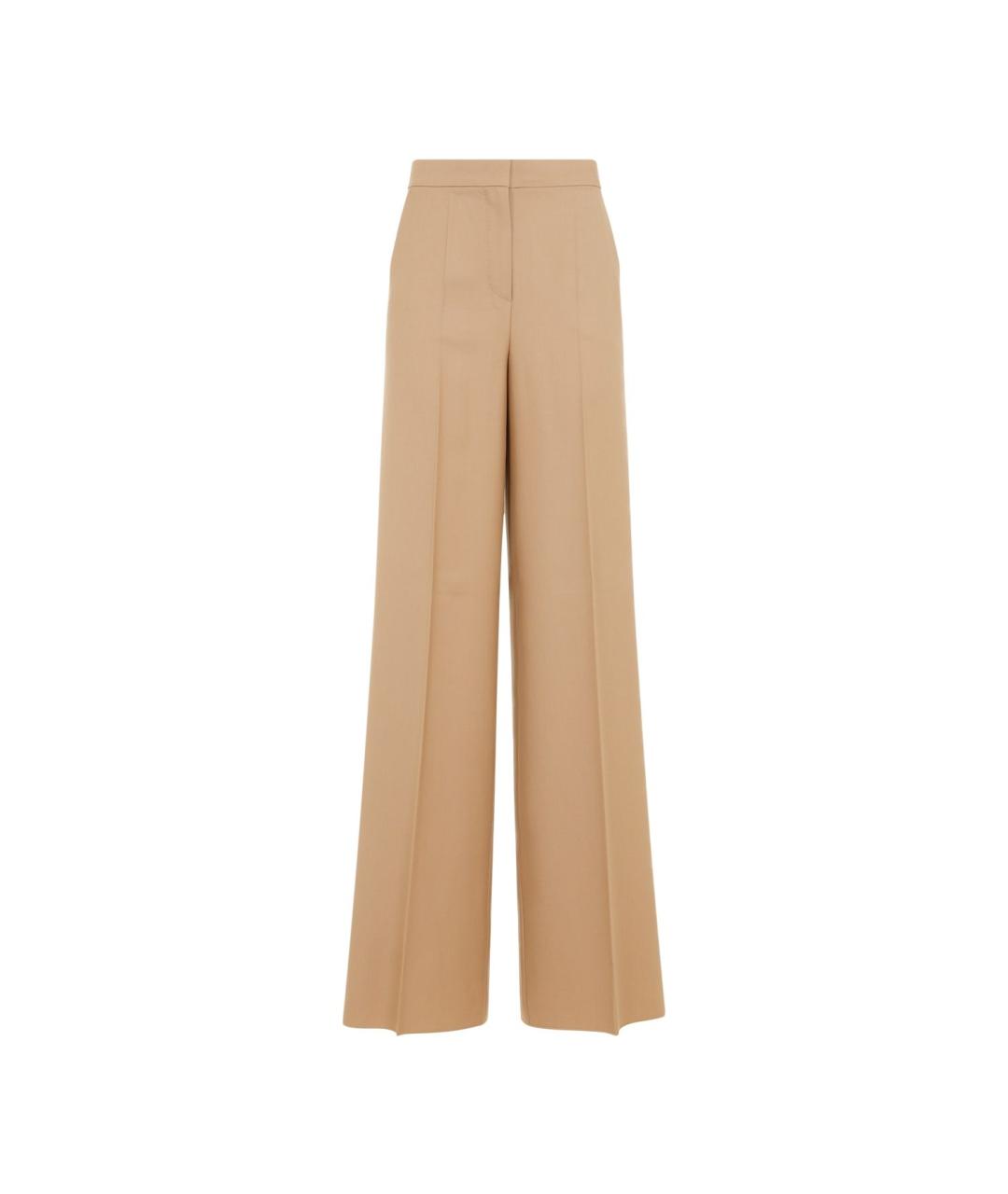 MAX MARA Бежевые шерстяные прямые брюки, фото 1
