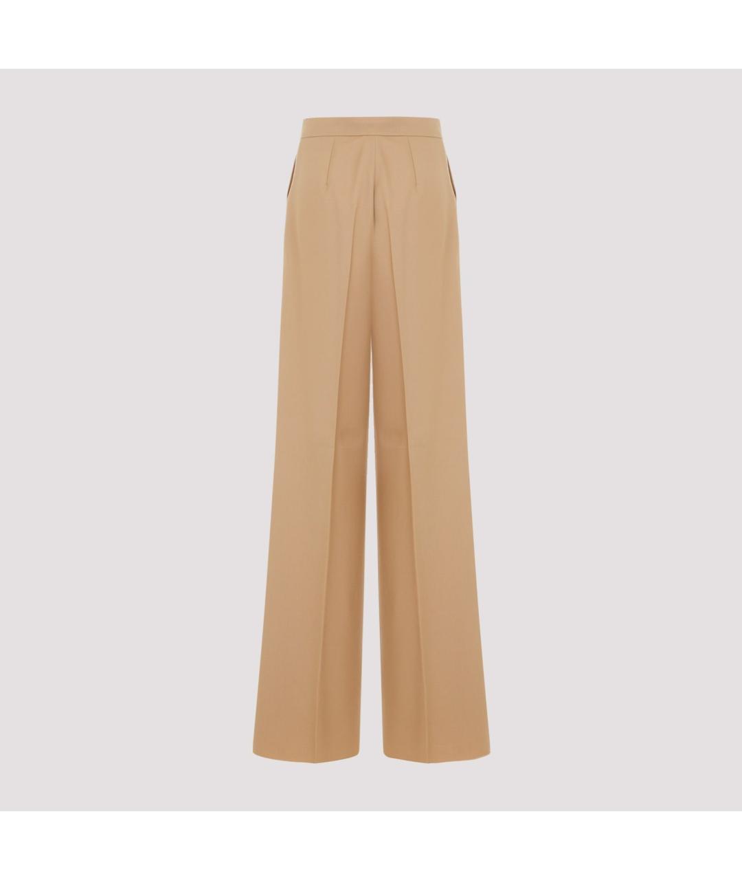 MAX MARA Бежевые шерстяные прямые брюки, фото 3