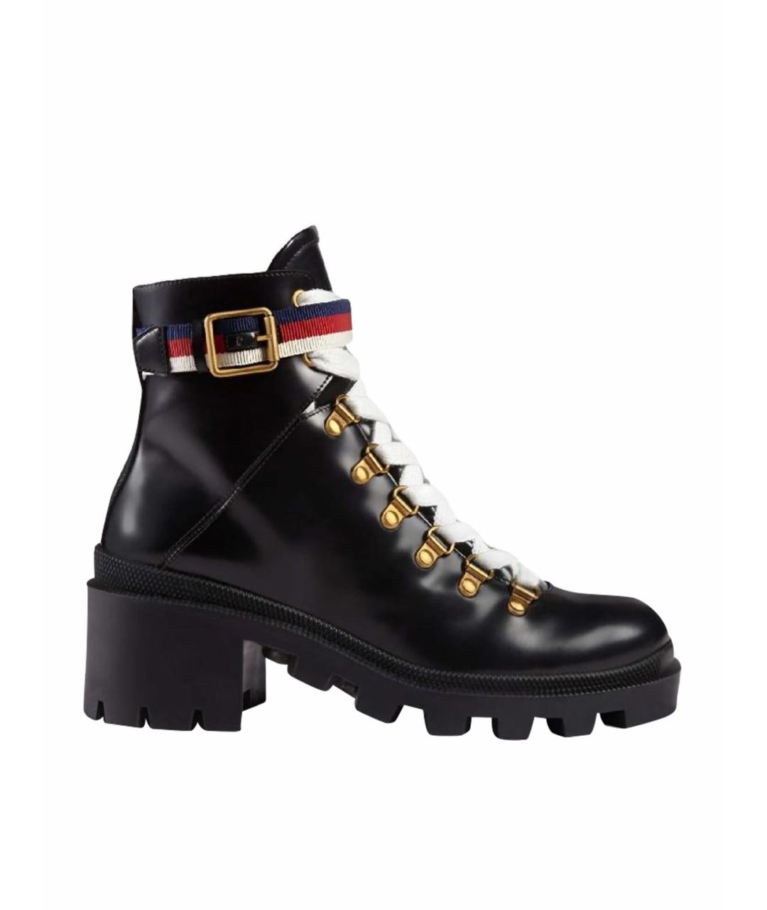 GUCCI Черные кожаные ботинки, фото 1