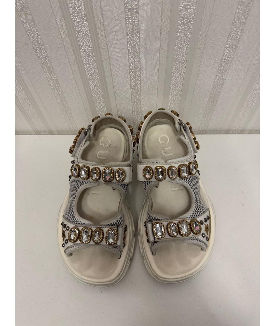 GUCCI Белые текстильные сандалии, фото 2