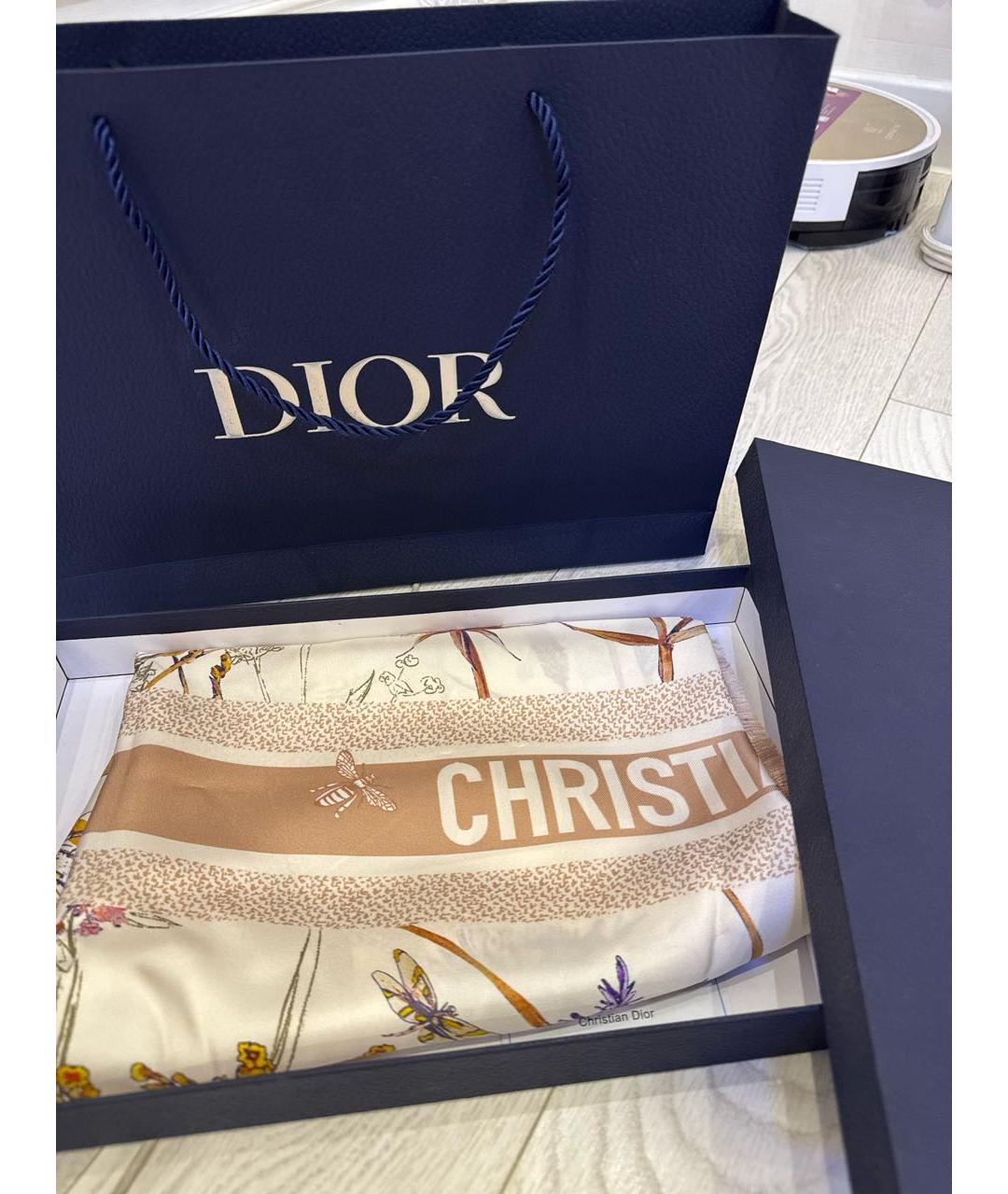 CHRISTIAN DIOR Бежевый платок, фото 9