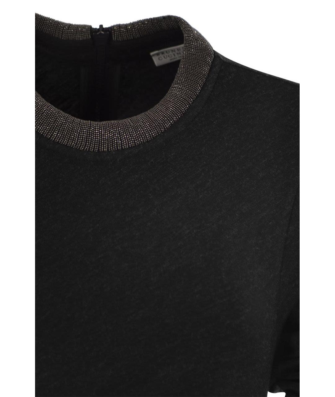BRUNELLO CUCINELLI Черное шерстяное повседневное платье, фото 4