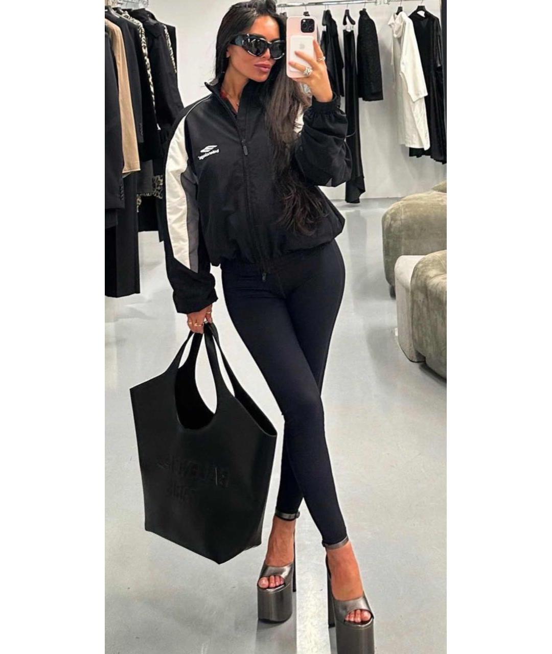 BALENCIAGA Черная кожаная сумка тоут, фото 4