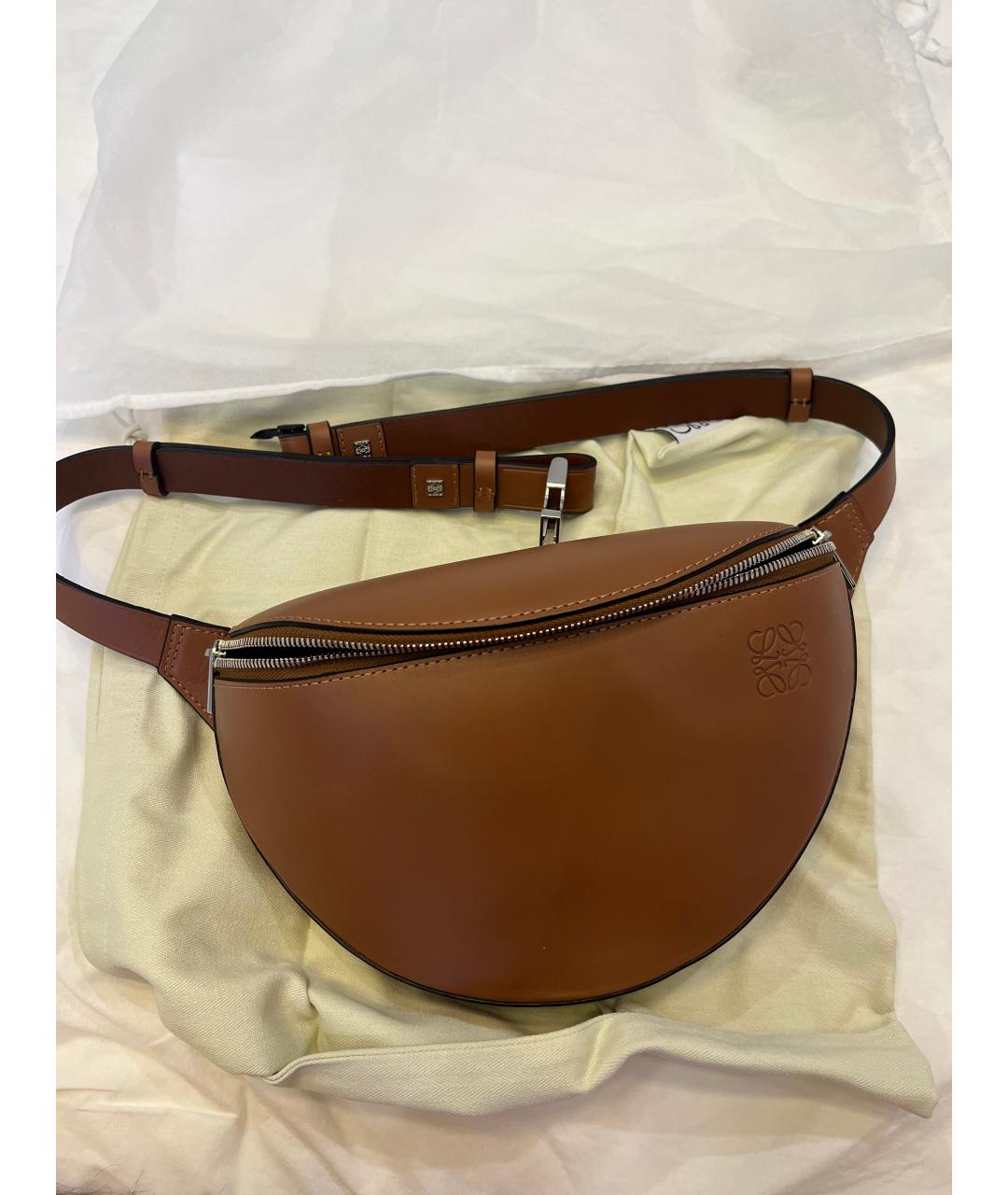 LOEWE Коричневая кожаная сумка на плечо, фото 4