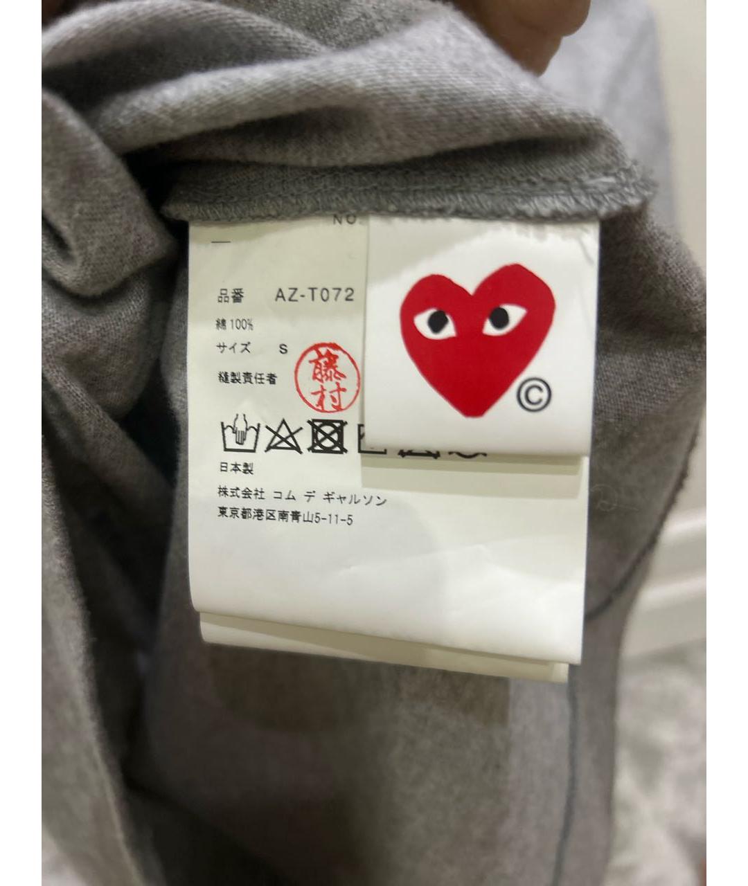 COMME DES GARÇONS PLAY Серая хлопковая футболка, фото 4