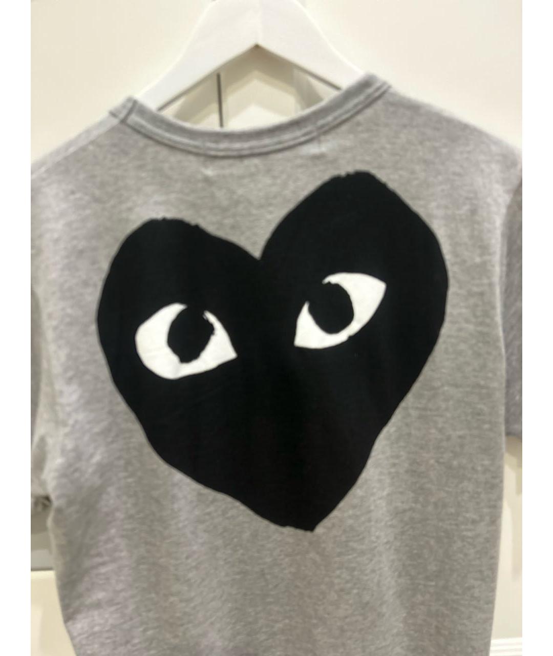 COMME DES GARÇONS PLAY Серая хлопковая футболка, фото 2
