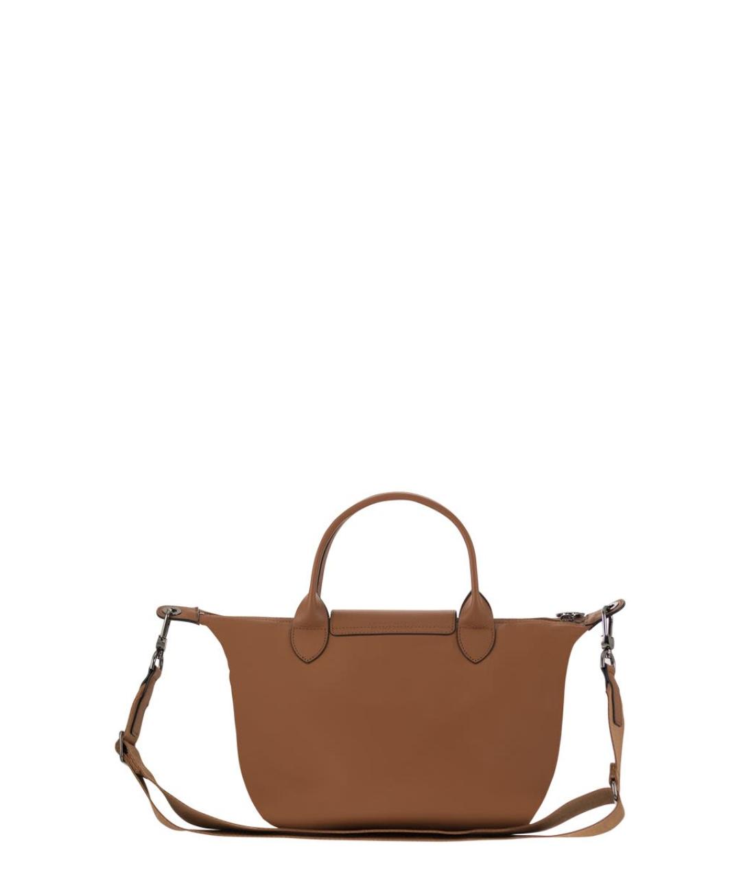 LONGCHAMP Коричневая кожаная сумка с короткими ручками, фото 2