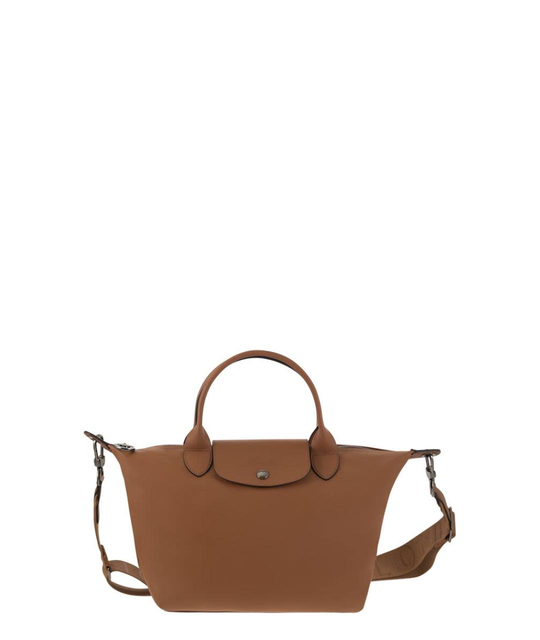 LONGCHAMP Коричневая кожаная сумка с короткими ручками, фото 1