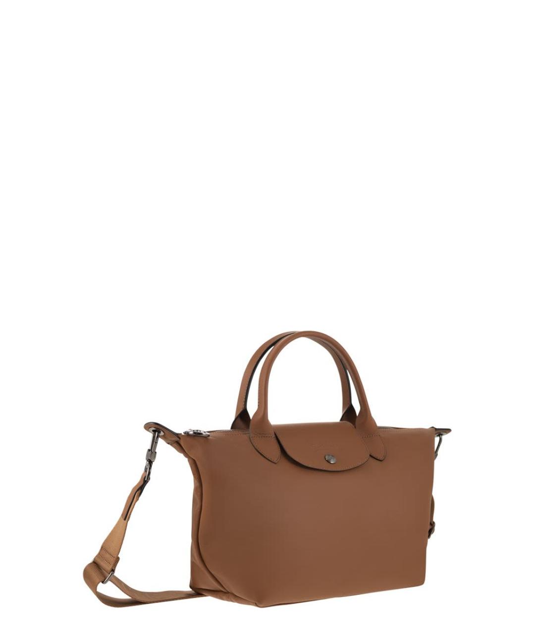 LONGCHAMP Коричневая кожаная сумка с короткими ручками, фото 4