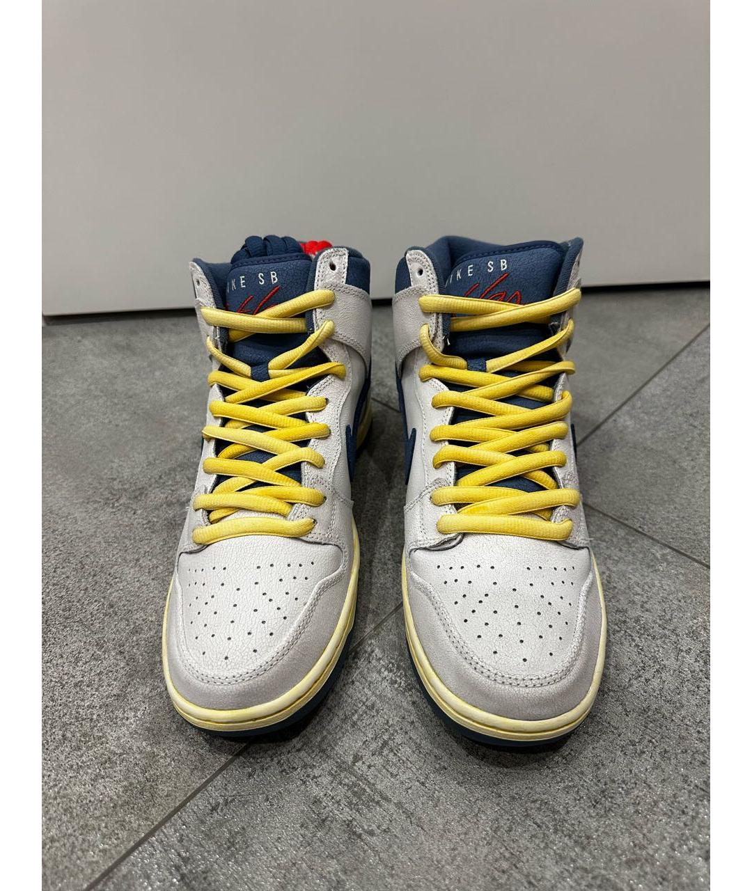 NIKE Серые кожаные высокие кроссовки / кеды, фото 2