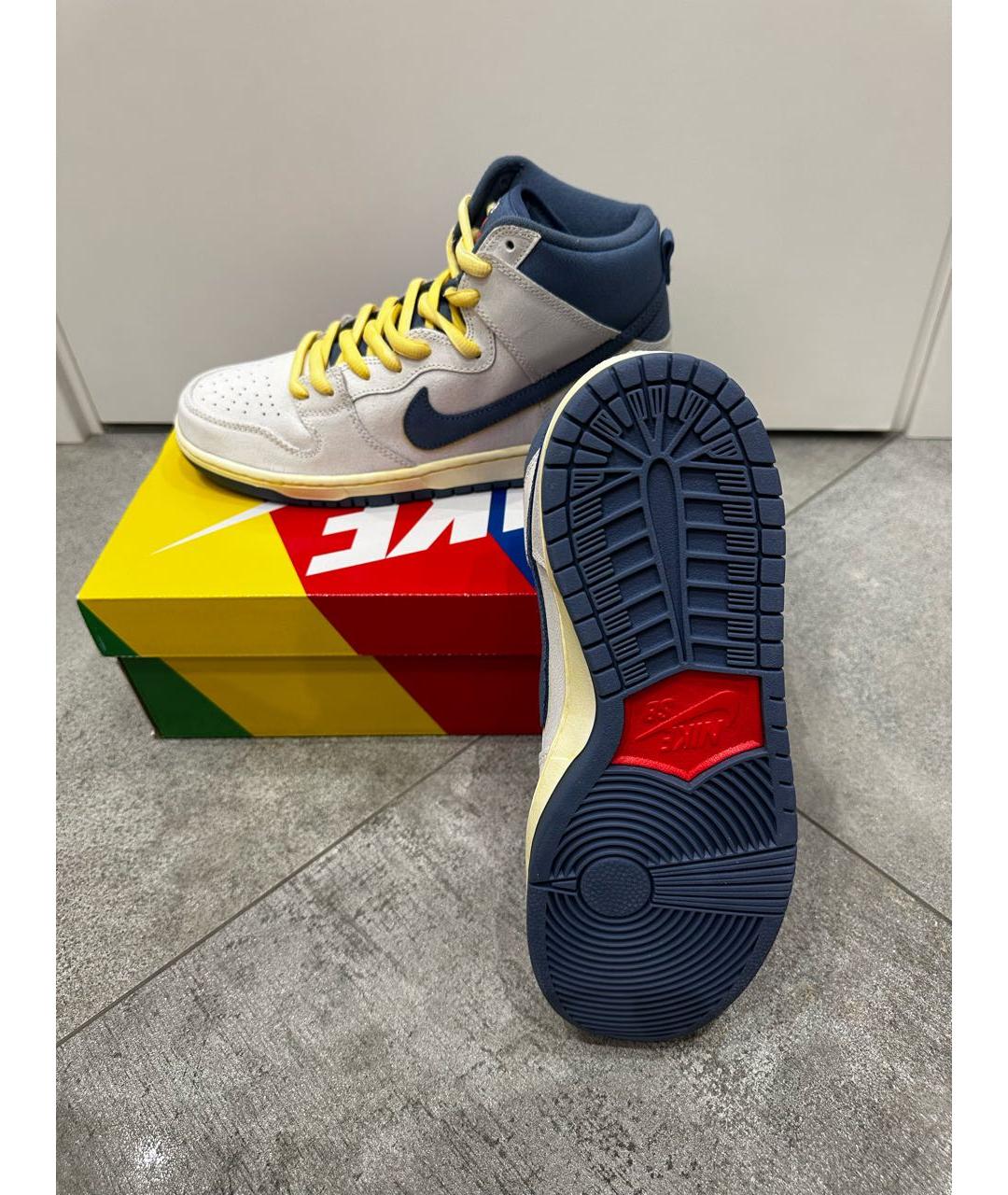NIKE Серые кожаные высокие кроссовки / кеды, фото 8