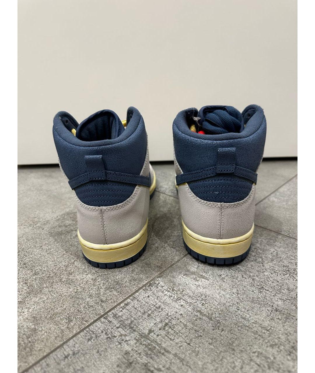 NIKE Серые кожаные высокие кроссовки / кеды, фото 4