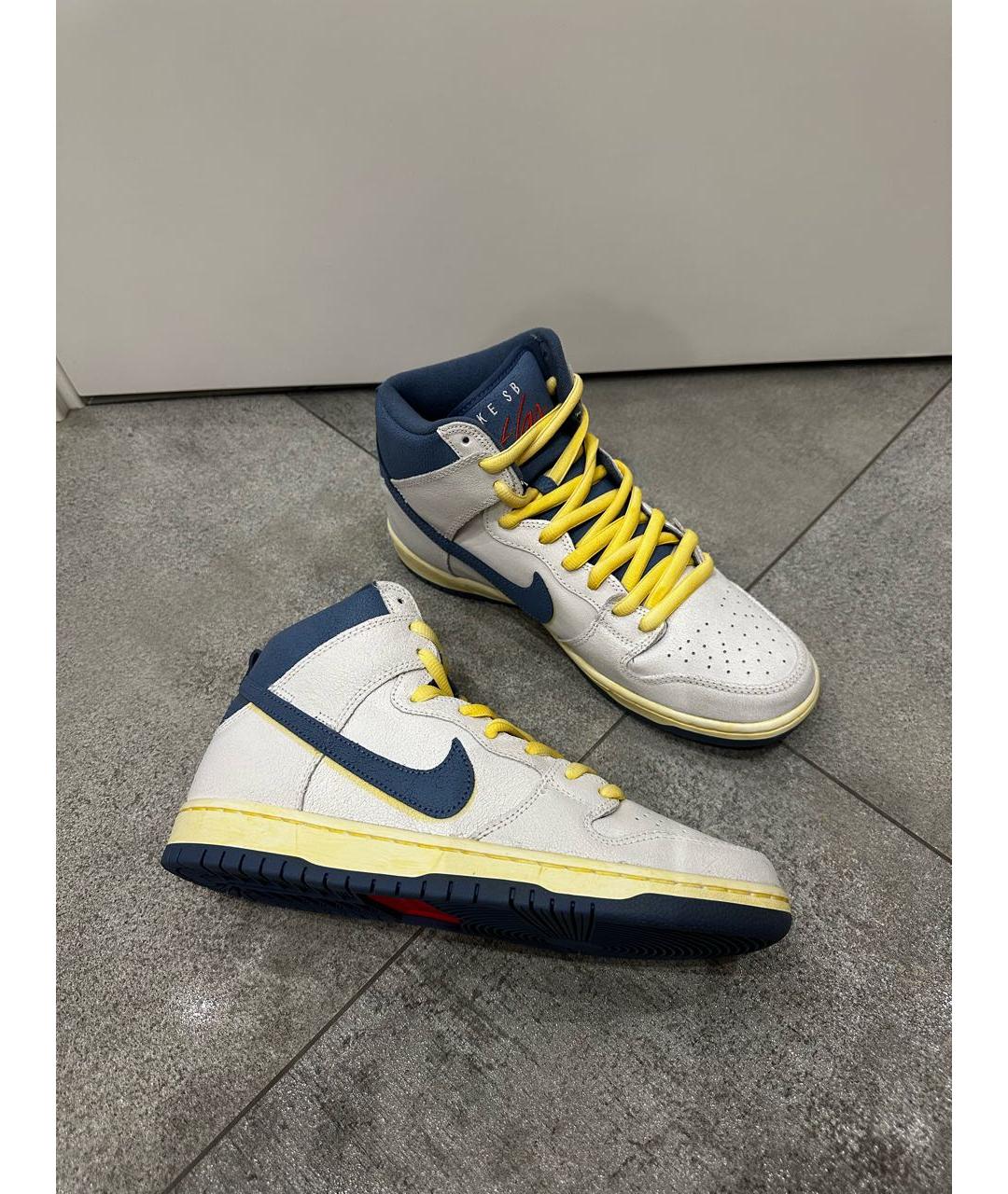 NIKE Серые кожаные высокие кроссовки / кеды, фото 6