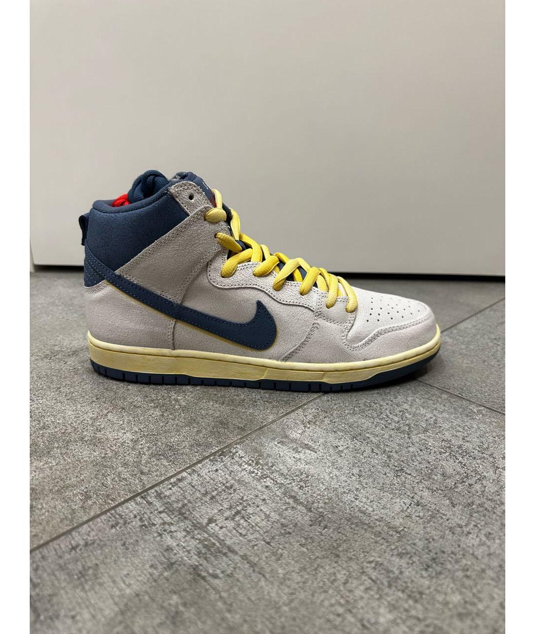 NIKE Серые кожаные высокие кроссовки / кеды, фото 9