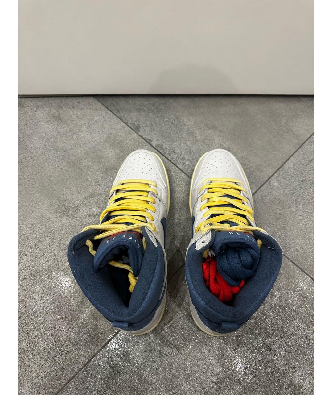 NIKE Серые кожаные высокие кроссовки / кеды, фото 3