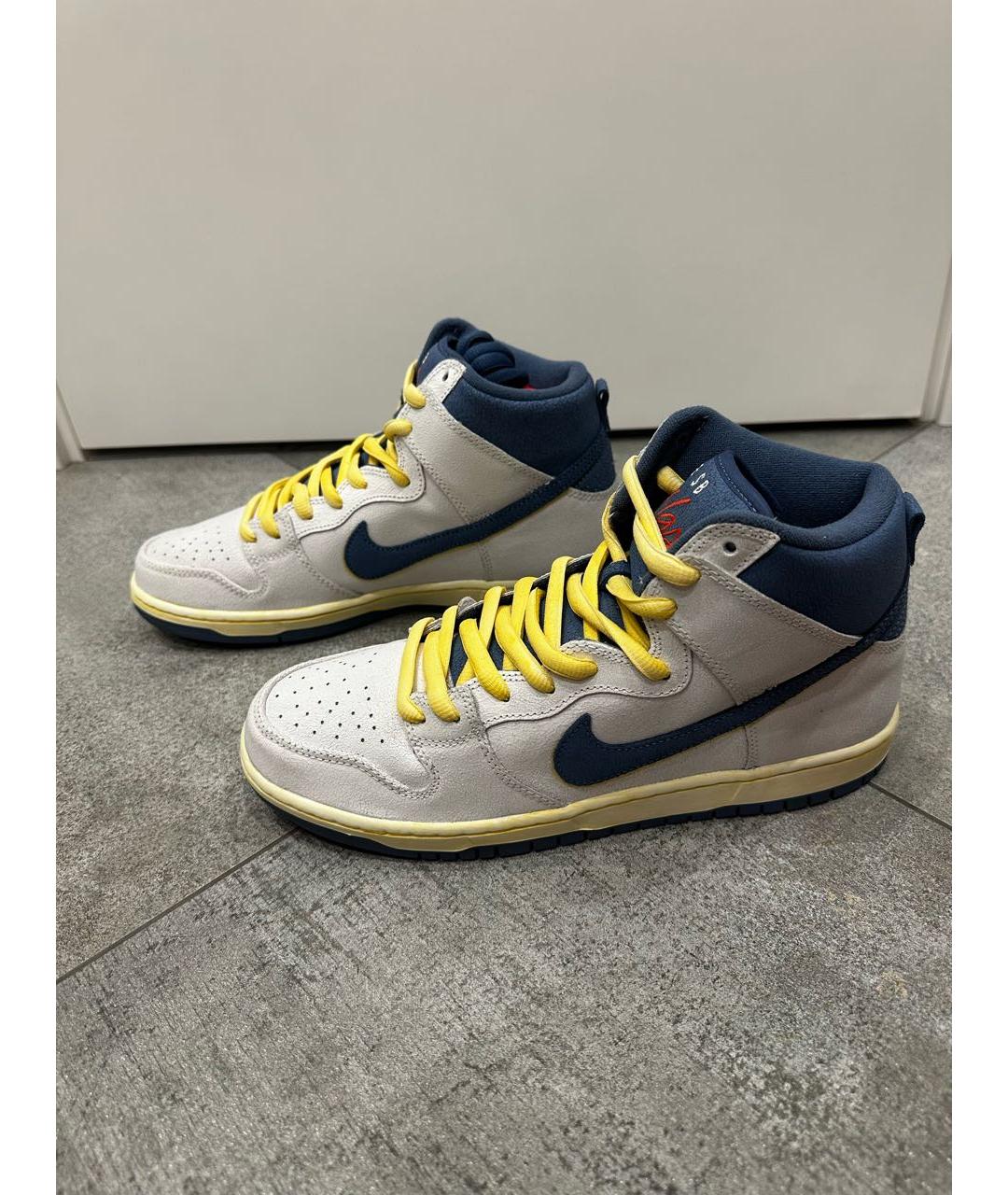 NIKE Серые кожаные высокие кроссовки / кеды, фото 7