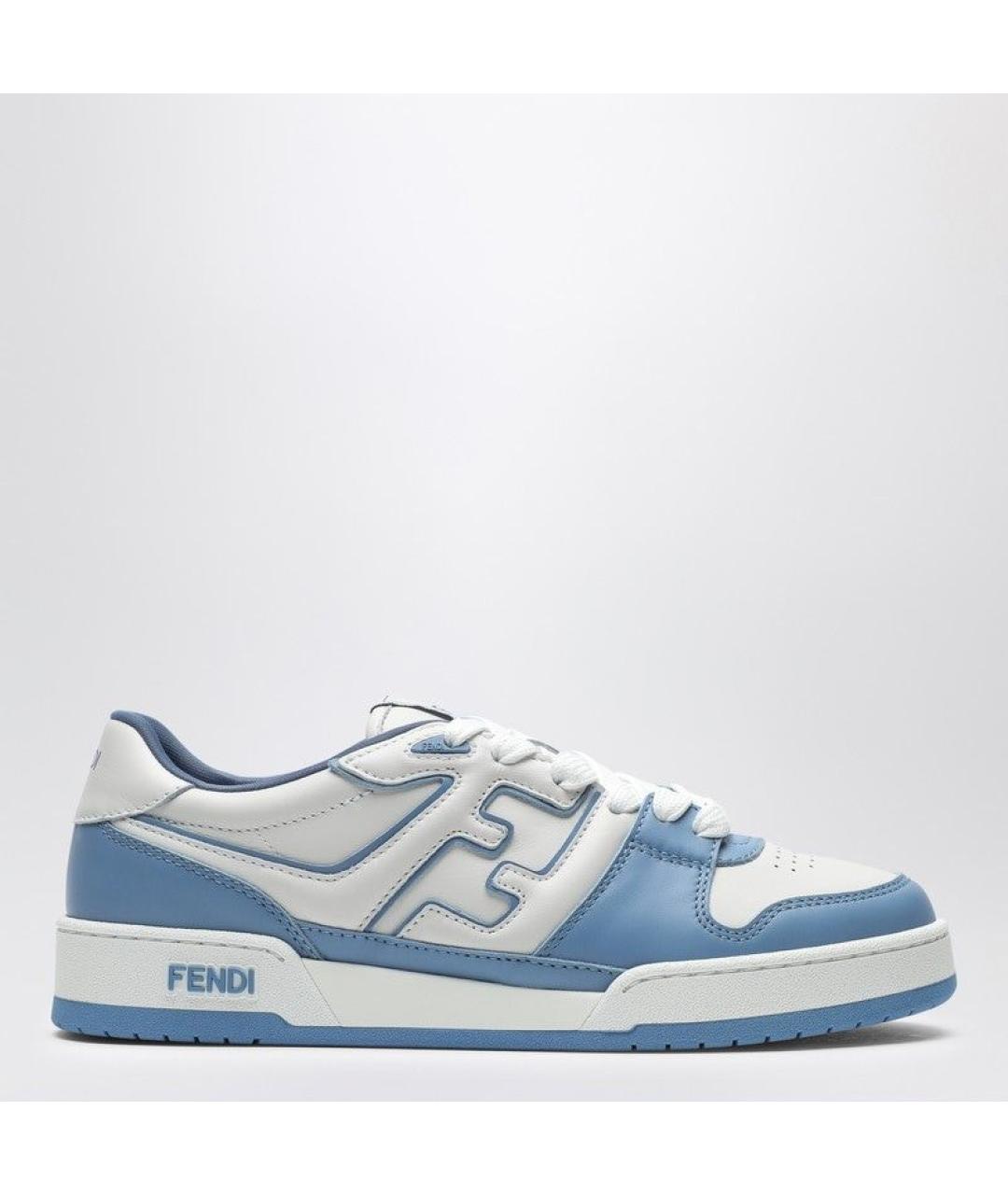 FENDI Голубые кожаные кеды, фото 3