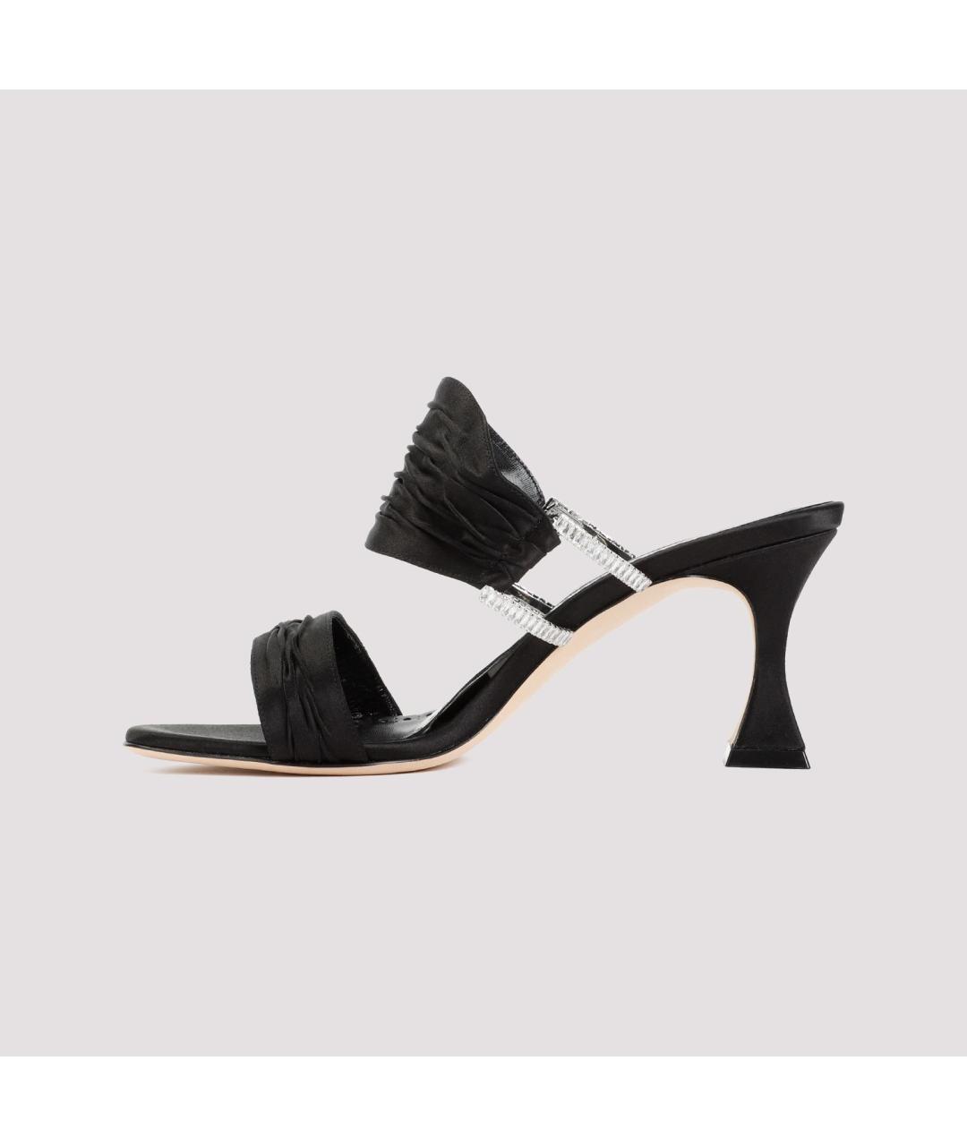 MANOLO BLAHNIK Черные кожаные мюли, фото 3