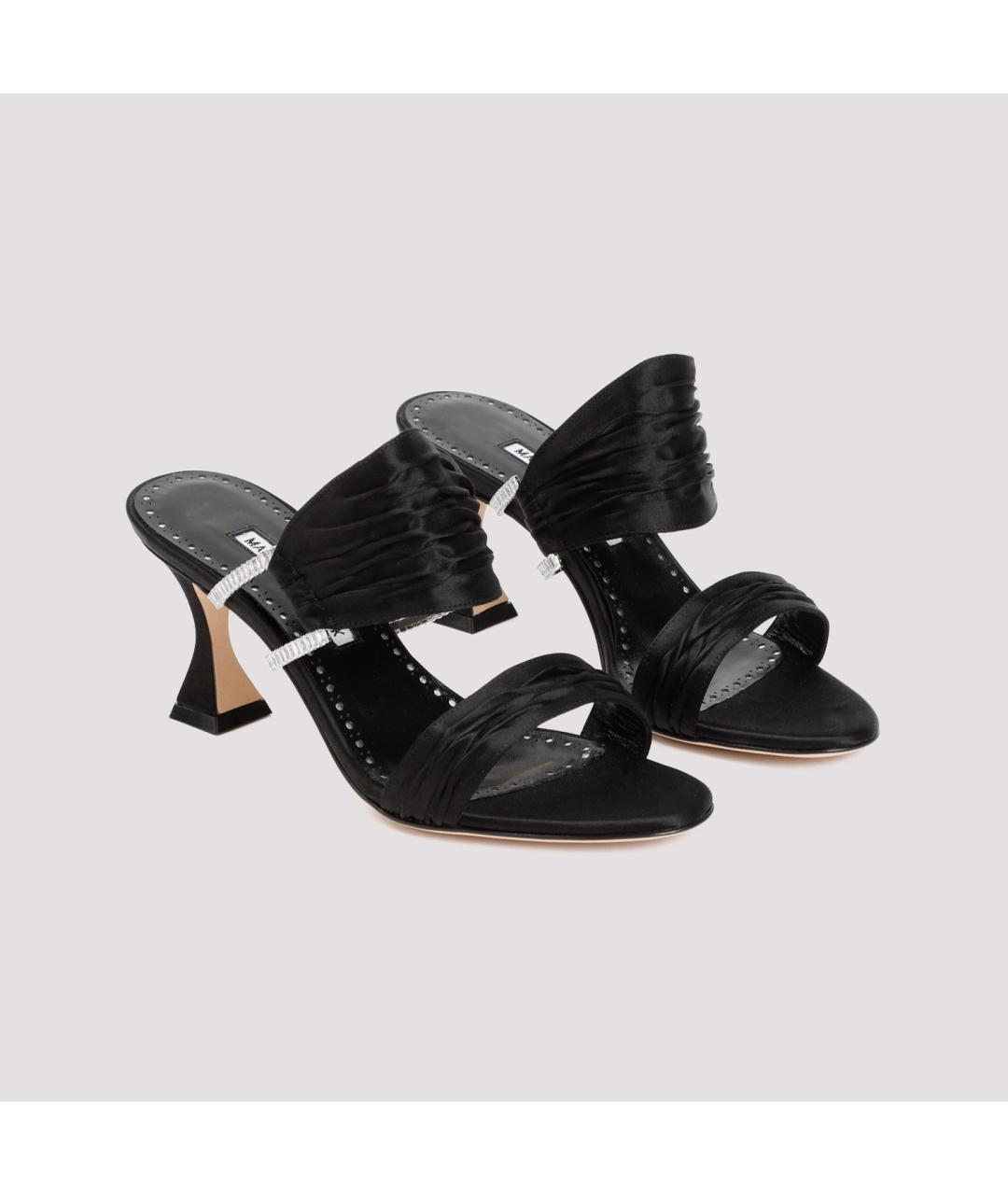MANOLO BLAHNIK Черные кожаные мюли, фото 4