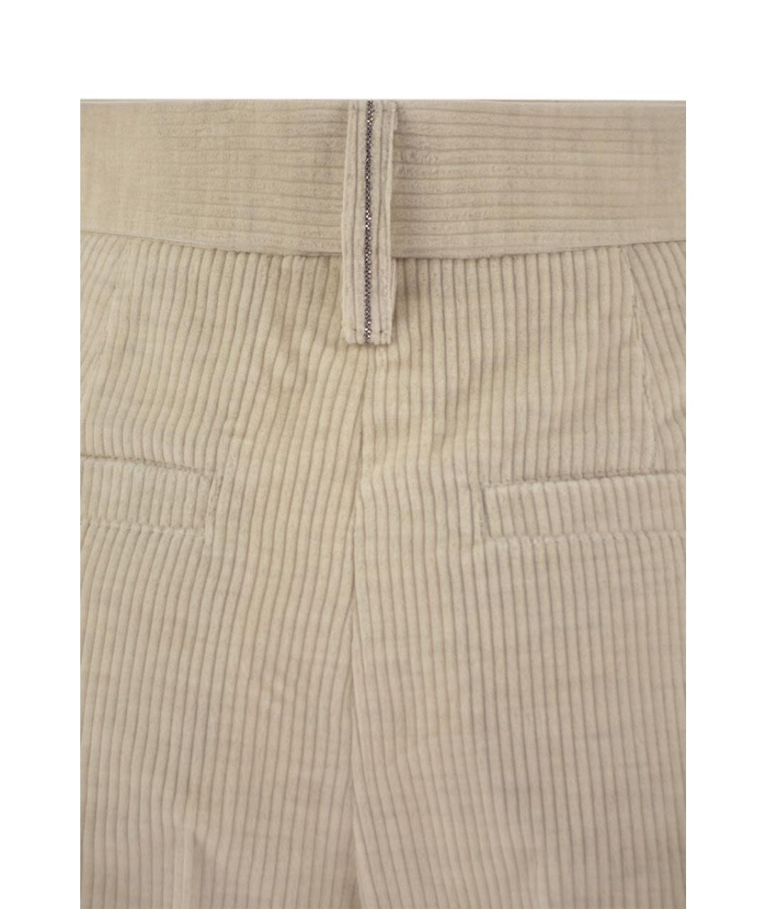 BRUNELLO CUCINELLI Бежевые вискозные прямые брюки, фото 4